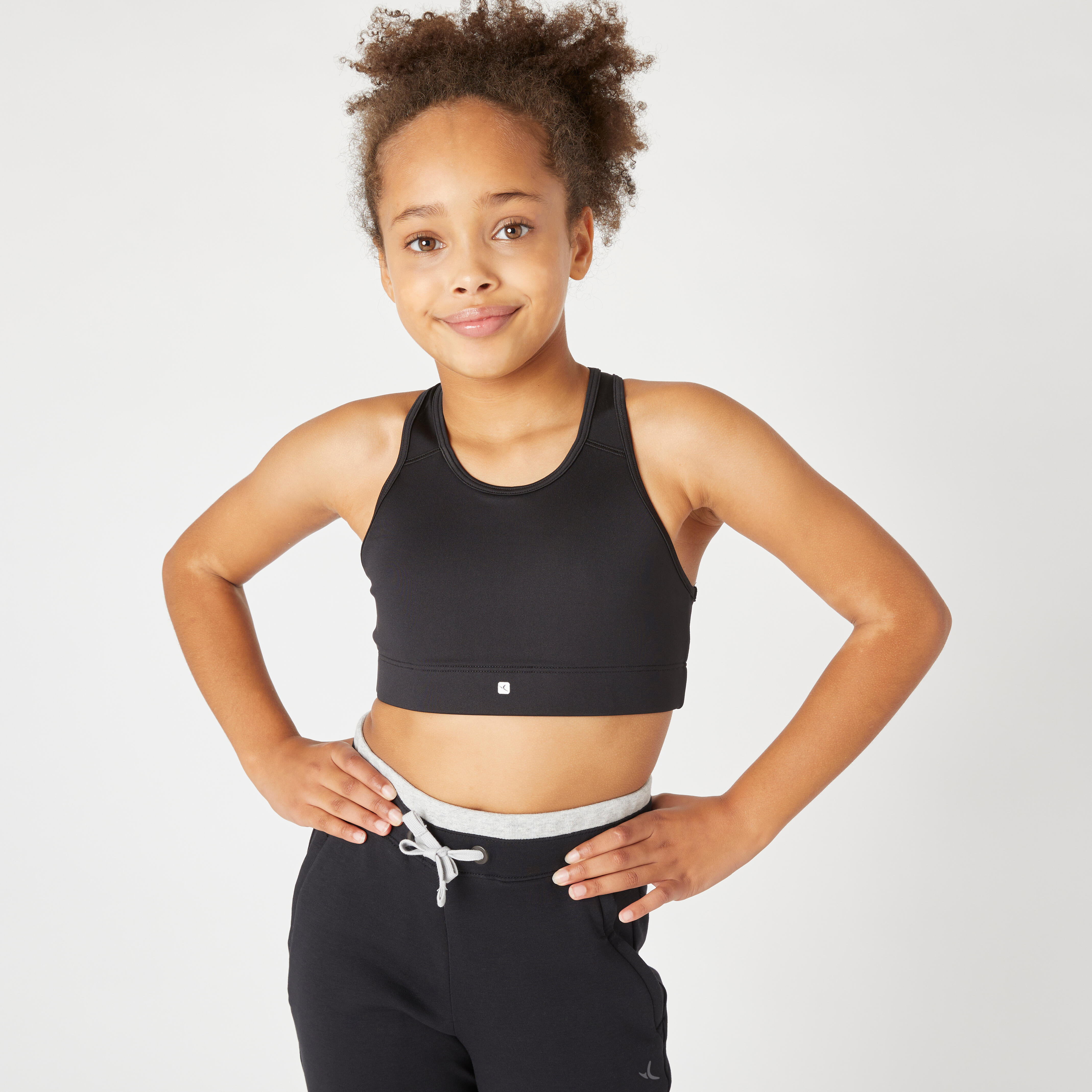 Kids' Sequinned Gymnastics Leggings - Black - Black - Domyos