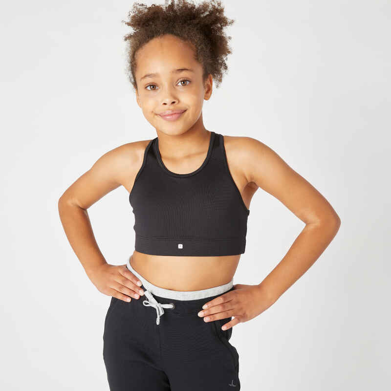 Girls' Breathable Sports Bra - Black - Decathlon