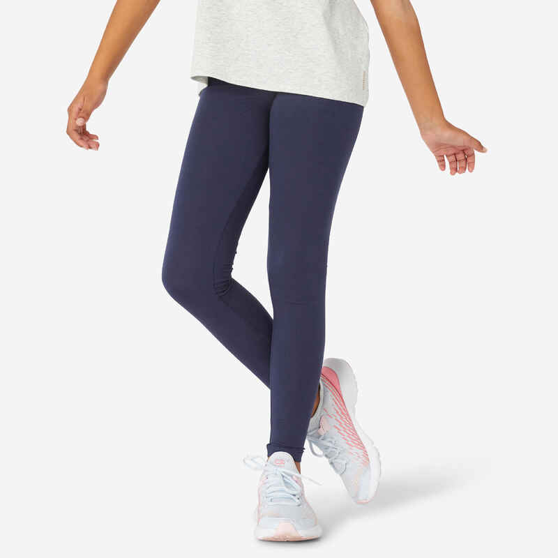 Girls' Basic Cotton Leggings - Navy - Decathlon