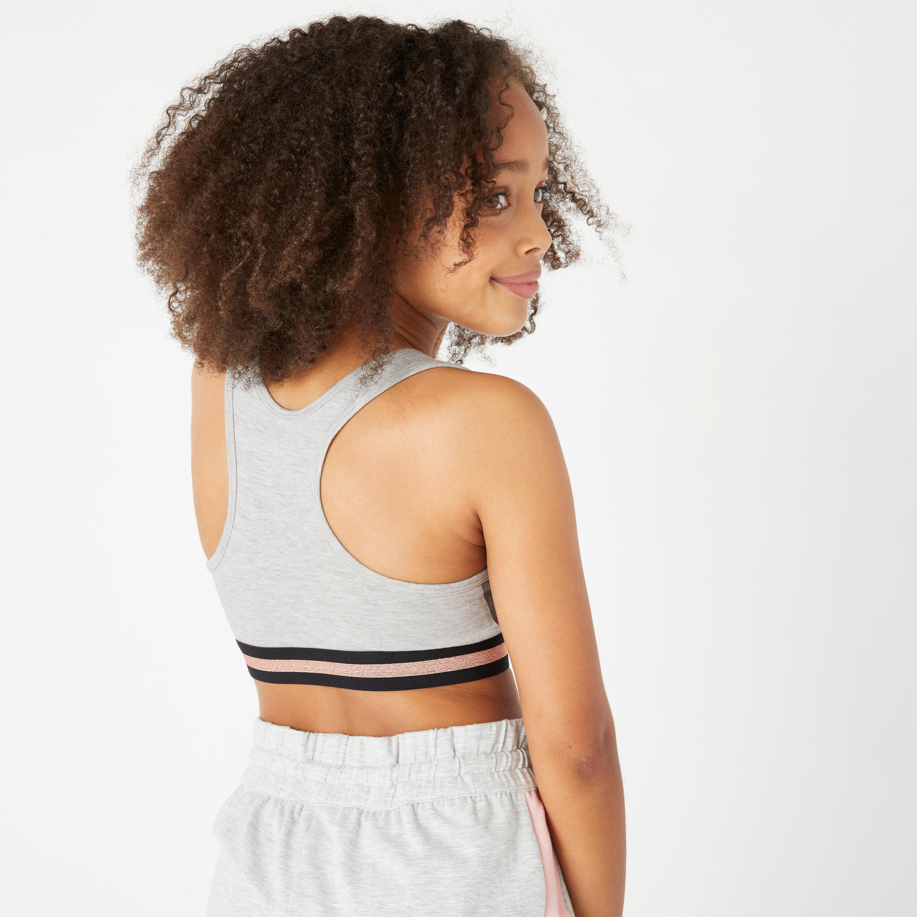 Girls' Cotton Crop Top - Grey 2/5