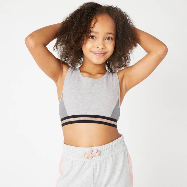 Girls Cotton Crop Top - Grey