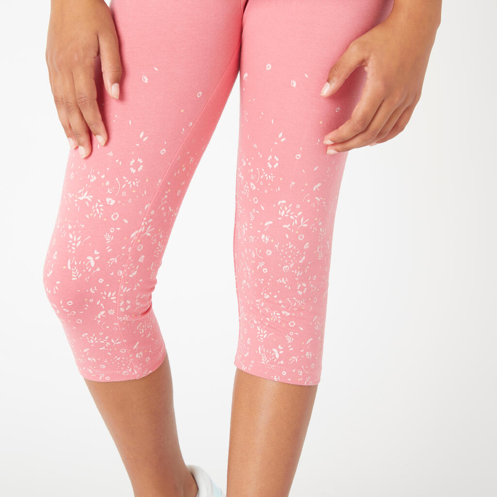 Girls' Cotton Cropped Leggings 320 - Green Print