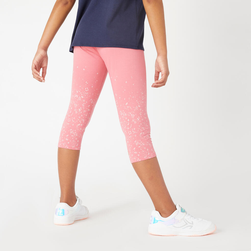 Girls' Cotton Cropped Leggings 320 - Green Print