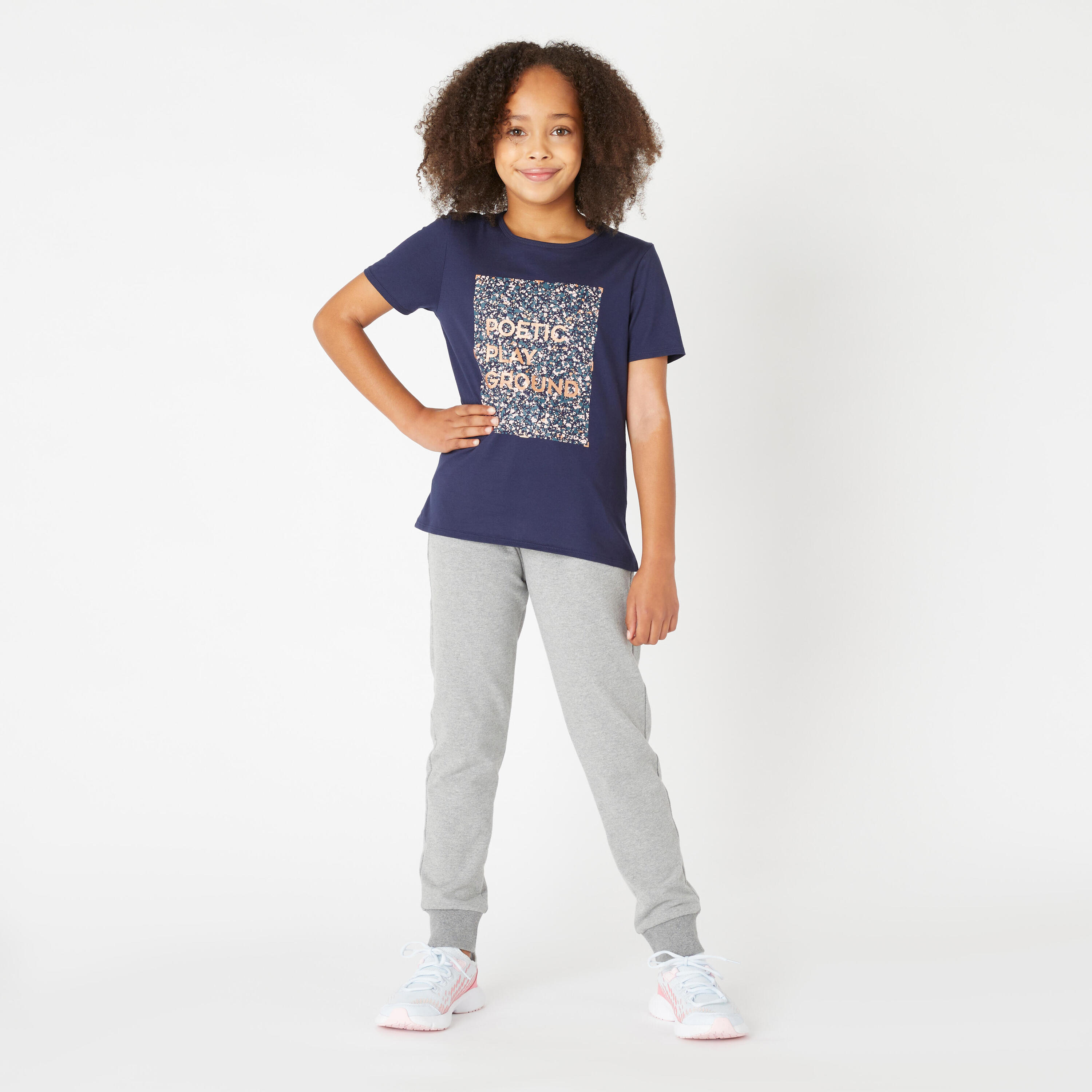 T-shirt bambina ginnastica 100 cotone 100% blu con stampa 4/5