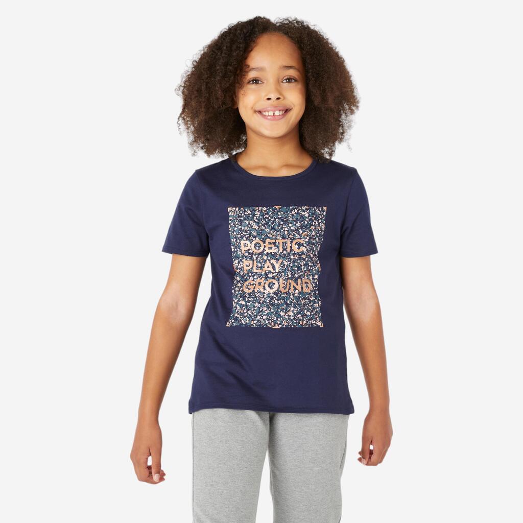 Kids' Basic Cotton T-Shirt - Navy Blue Print