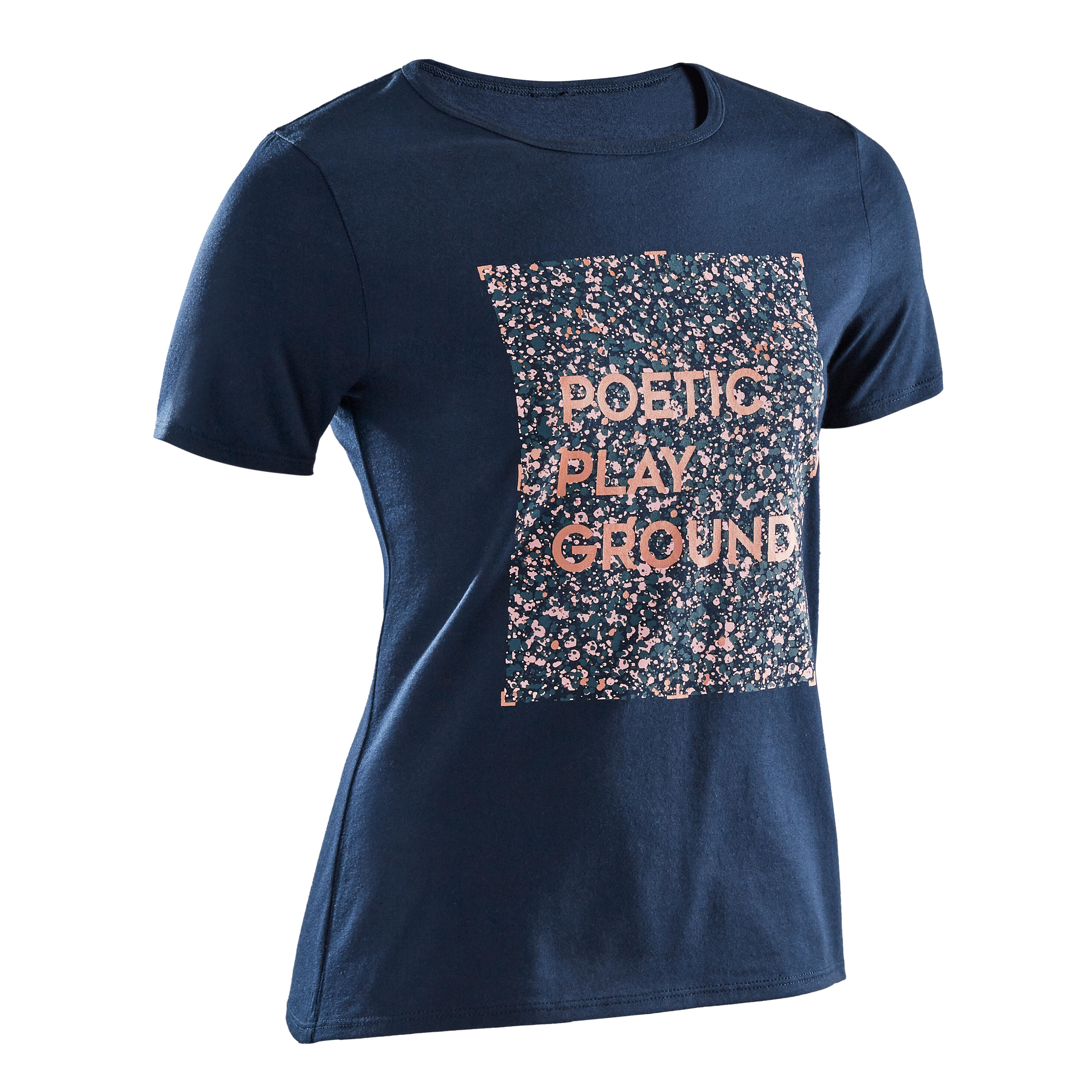 T-shirt bambina ginnastica 100 cotone 100% blu con stampa 2/5