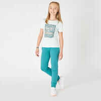 Kids' Basic Cotton T-Shirt - Light Green Print