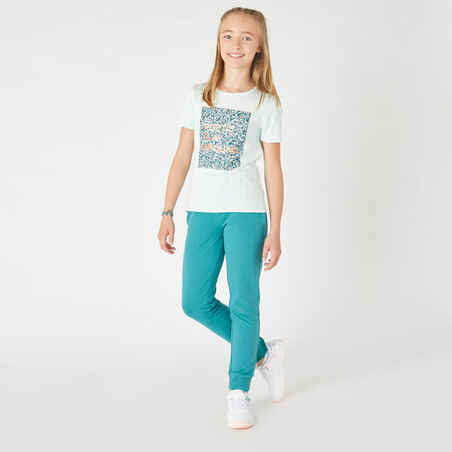 Kids' Basic Cotton T-Shirt - Light Green Print