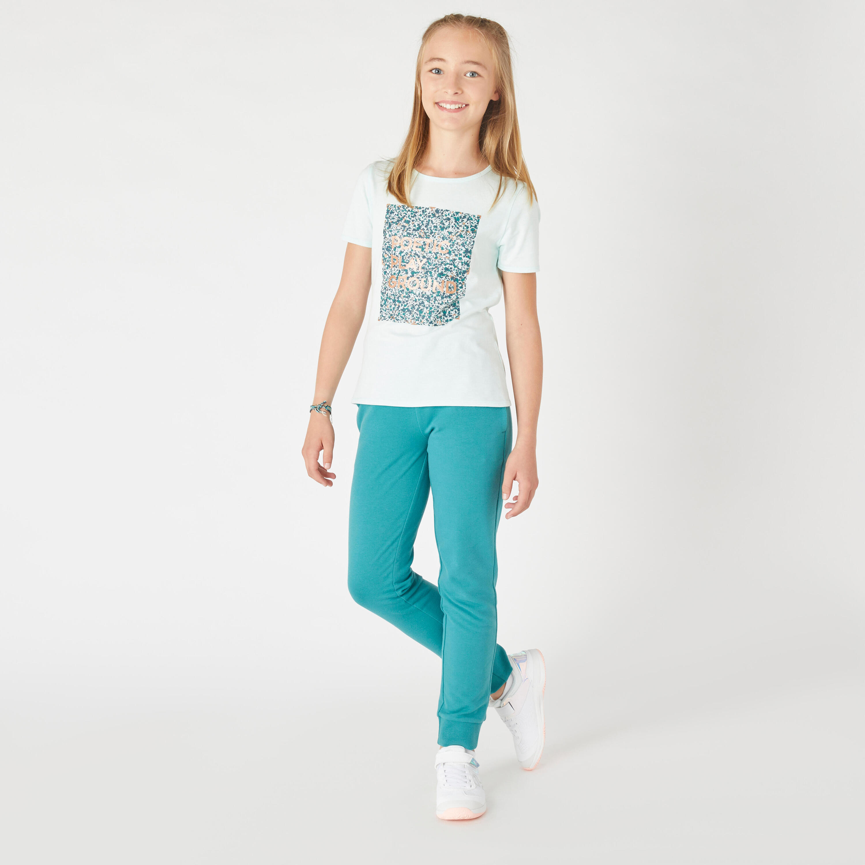 T-shirt enfant coton basique vert clair imprimé 5/6