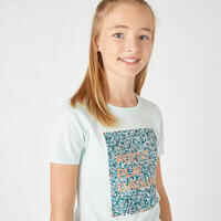 Kids' Basic Cotton T-Shirt - Light Green Print