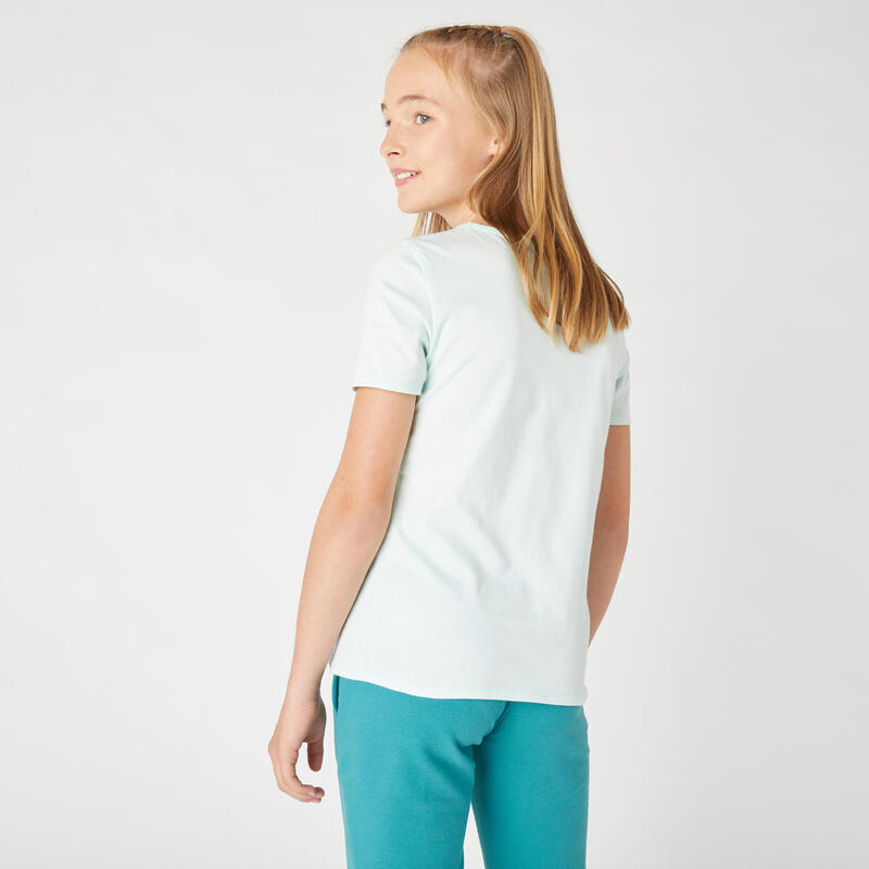 T-shirt enfant coton basique vert clair imprimé