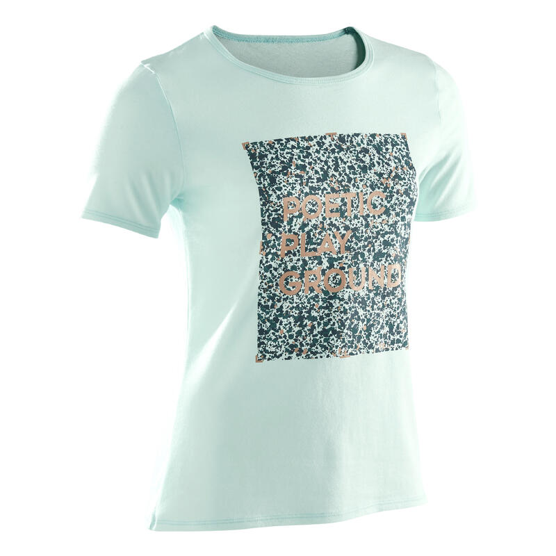 T-Shirt Basic Baumwolle Kinder hellgrün mit Print