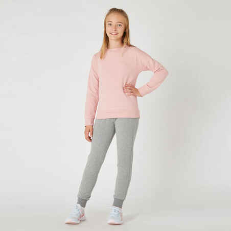 Kids' Crew Neck French Terry Cotton Sweatshirt - Basic Pink