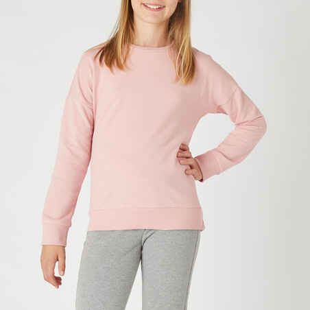 Kids' Crew Neck French Terry Cotton Sweatshirt - Basic Pink