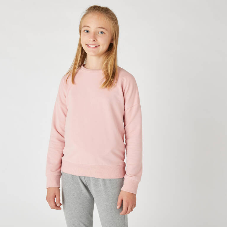 Kids' Crew Neck French Terry Cotton Zip-Up Sweatshirt - Basic Pink