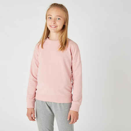 Kids' Crew Neck French Terry Cotton Sweatshirt - Basic Pink