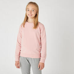 Sweat col rond enfant french terry coton - Basique rose