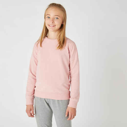 
      Sweat col rond enfant french terry coton - Basique rose
  