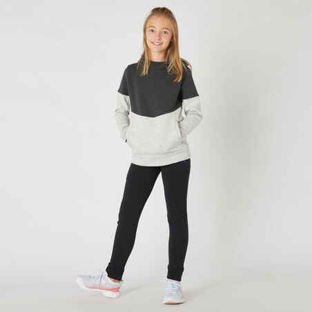 Vaikiškas orui pralaidus medvilninis džemperis su gobtuvu „500“, šviesiai pilkas, juodas