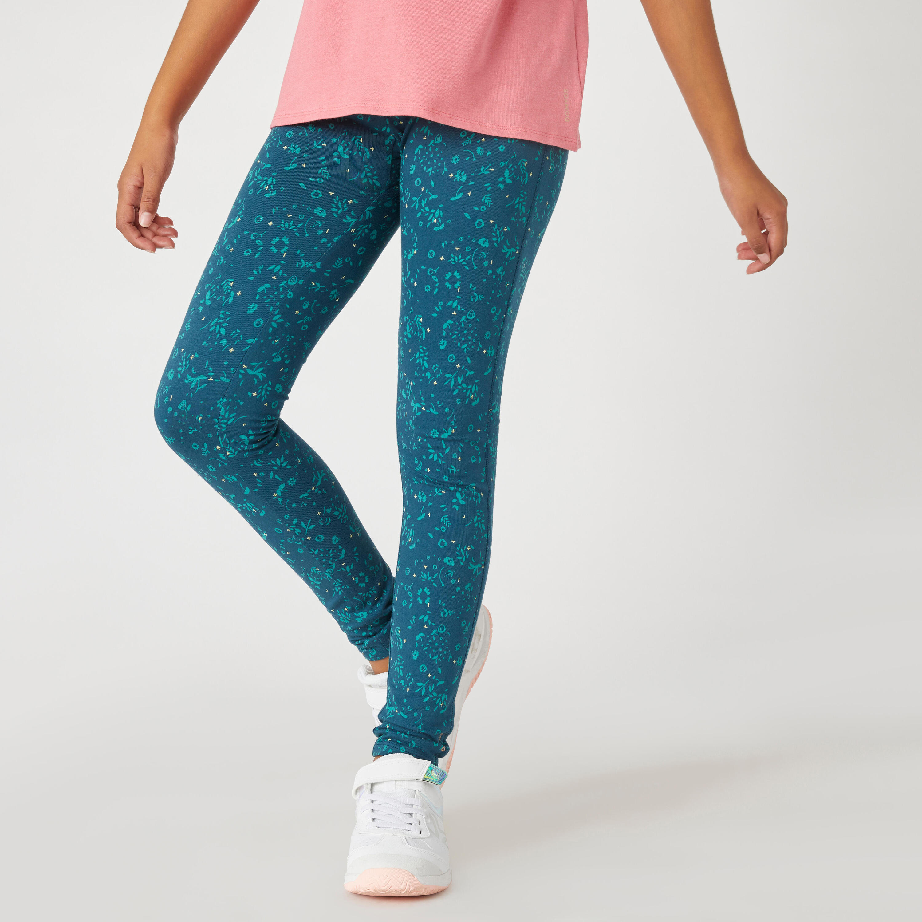 Girls' Cotton Leggings 320 - Navy Print 2/5