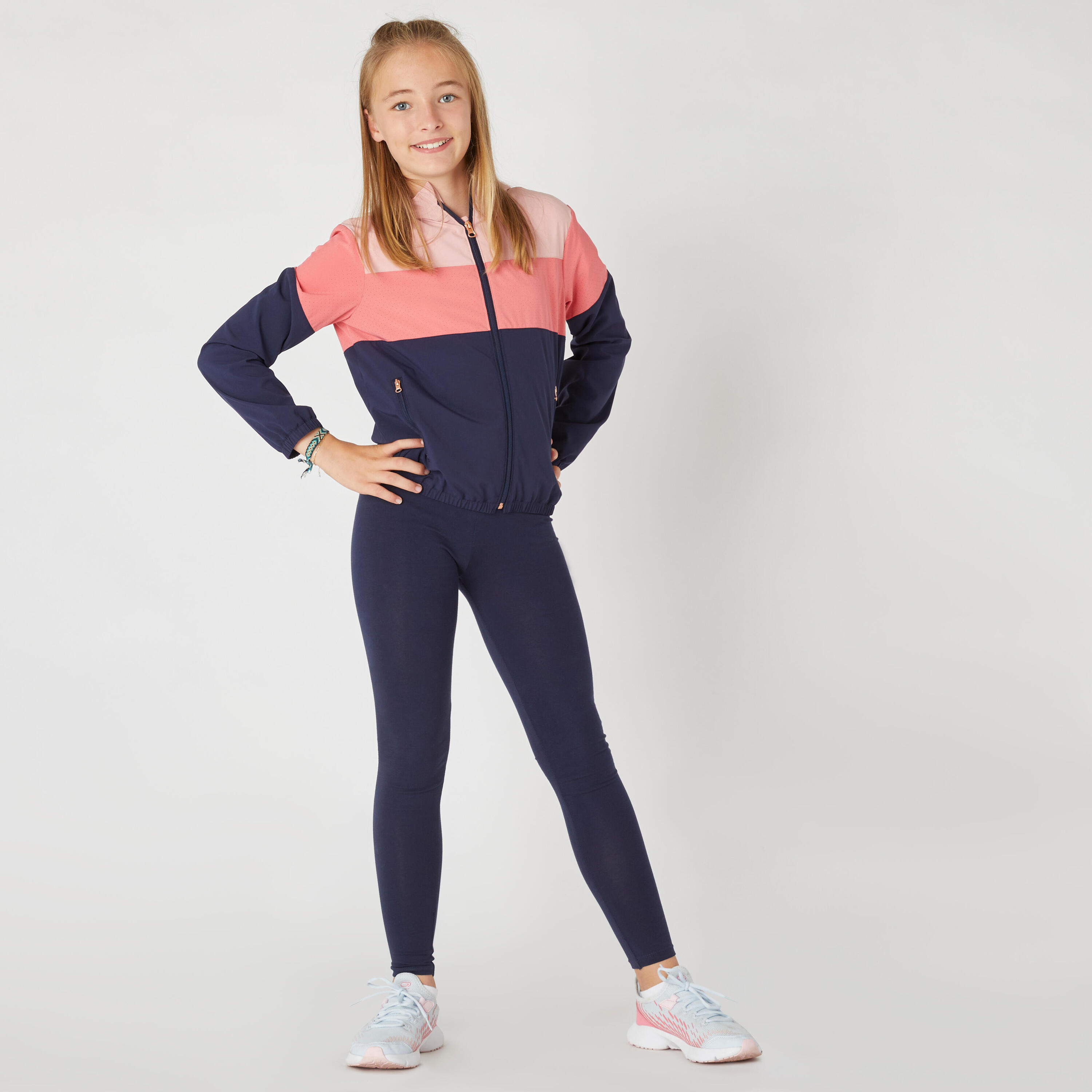 Girls' Multisport Lightweight Breathable Jacket - Blue/Navy/Pink 7/7