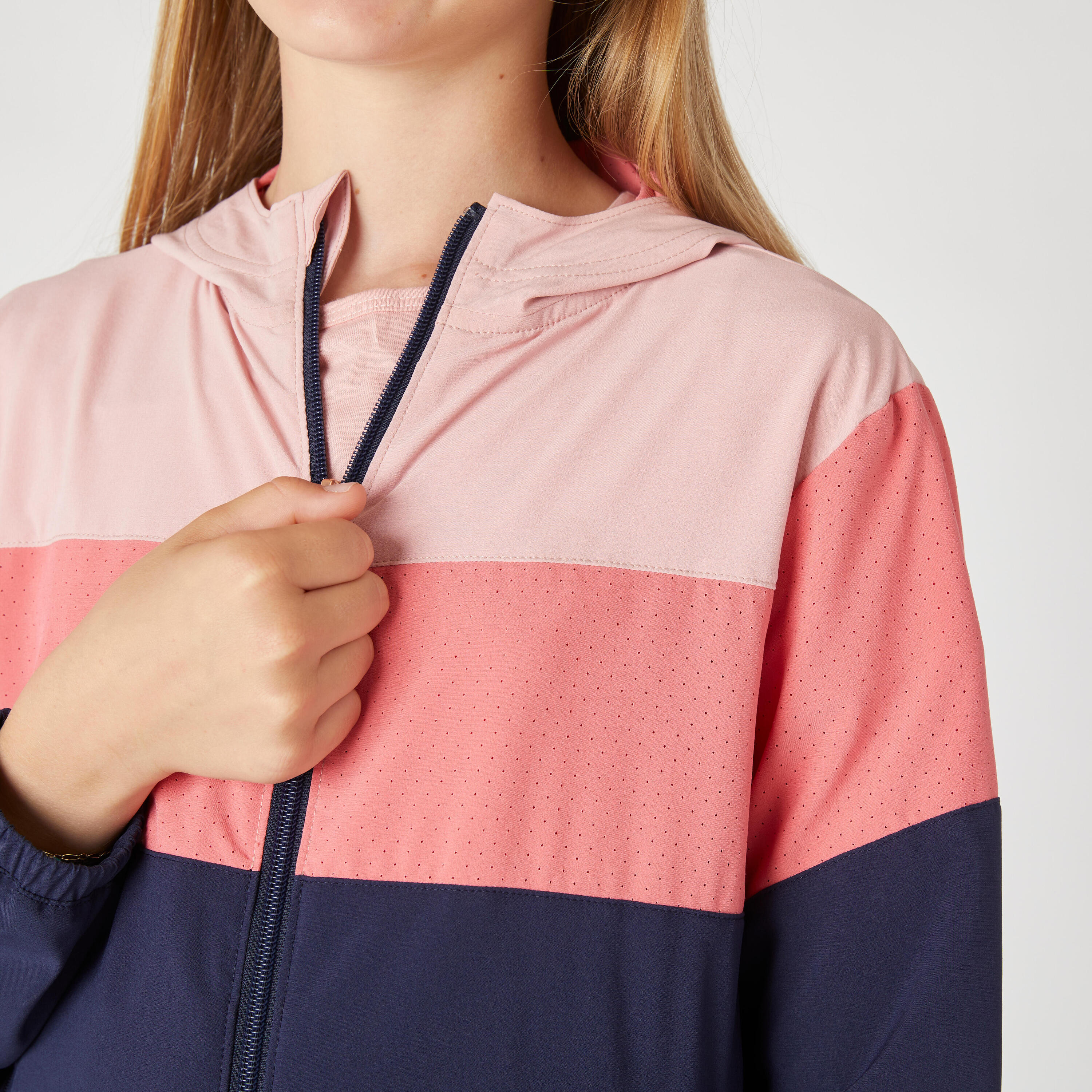 Girls' Multisport Lightweight Breathable Jacket - Blue/Navy/Pink 5/7