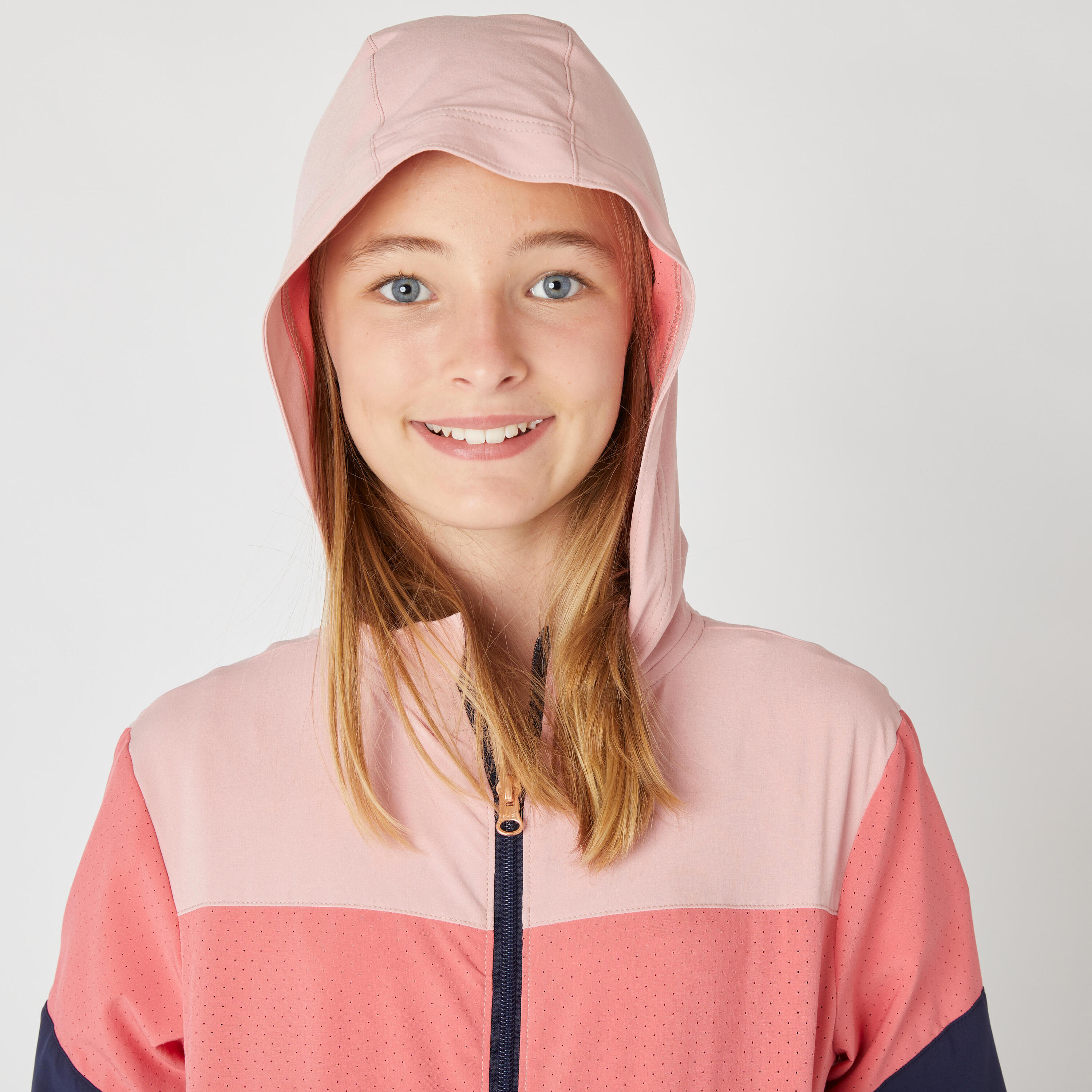Girls' Multisport Lightweight Breathable Jacket - Blue/Navy/Pink 4/7