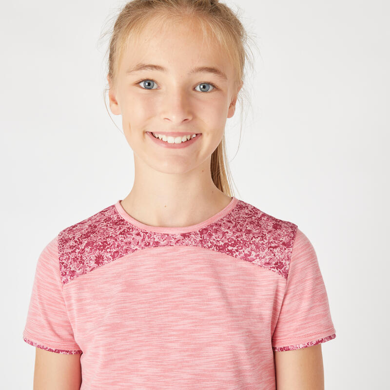 T-shirt bambina ginnastica 500 doppio strato rosa