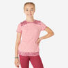 Camiseta gimnasia manga corta algodón transpirable Niños Domyo 500 rosa