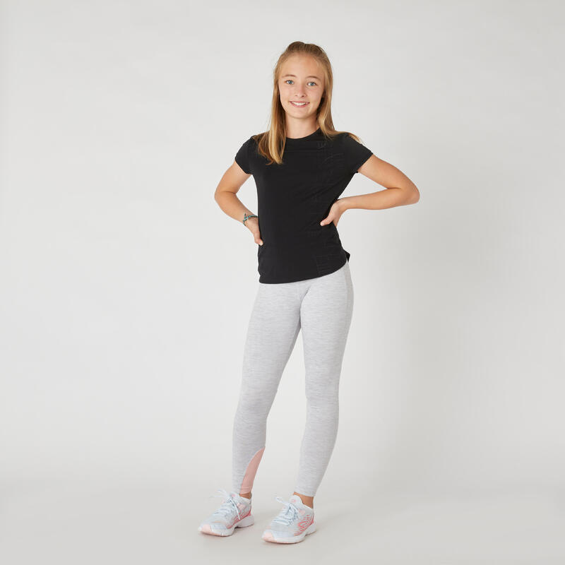 T-shirt bambina ginnastica NKF 500 traspirante nera