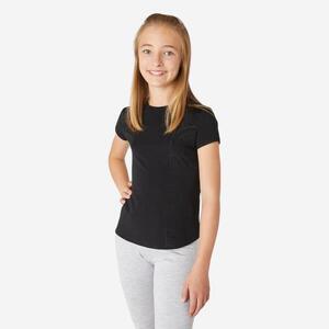 Camiseta gimnasia deportiva manga corta transpirable Niños Domyos 500 negro