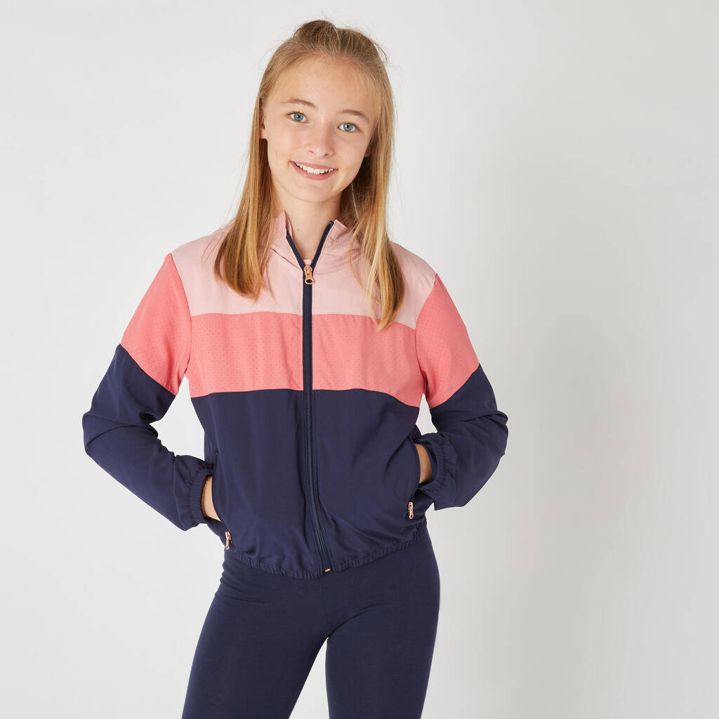 Girls' breathable jacket - navy/pink