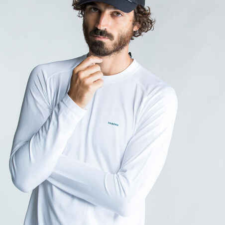 Men's Sailing Long-sleeved Anti-UV T-shirt 500 White