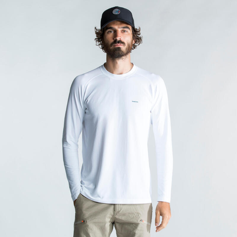 Men's Sailing Long-sleeved Anti-UV T-shirt 500 White - Decathlon