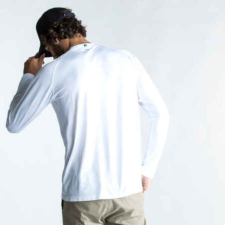 Men's Sailing Long-sleeved Anti-UV T-shirt 500 White