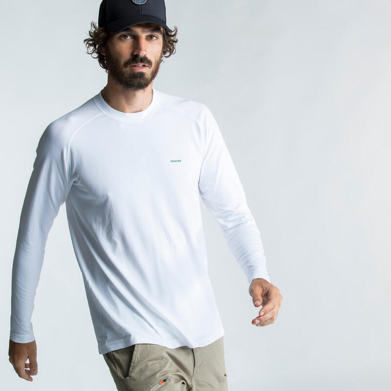 Pánské tričko s dlouhým rukávem s UV ochranou Sailing 500 bílé