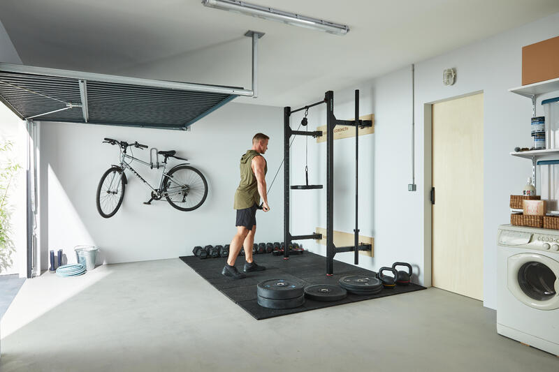 Fold-Down Weight Training Wall Rack for Squats and Pull-Ups