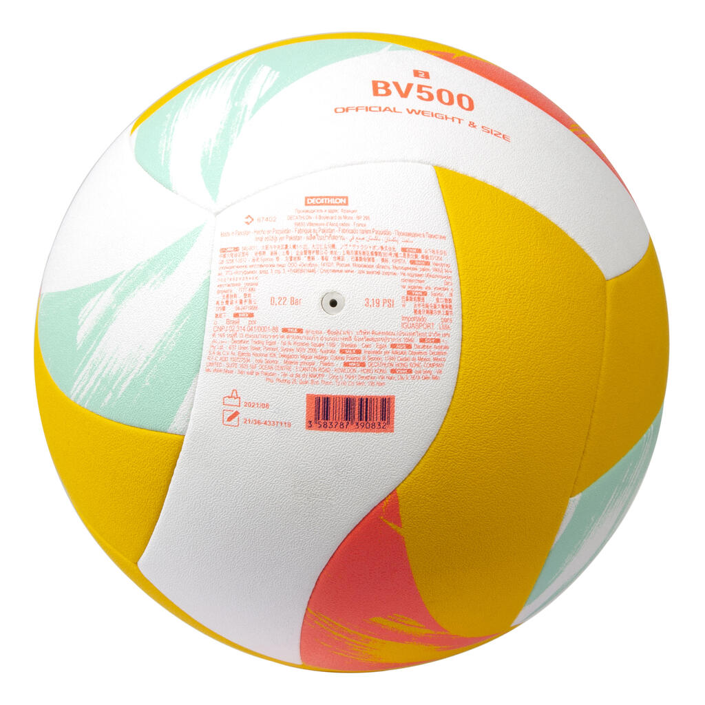BALLON DE BEACH VOLLEY REPLICA HYBRIDE 500 JAUNE BLANC