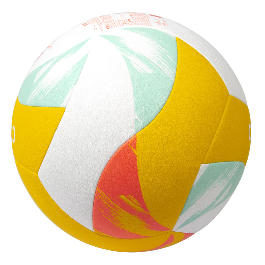 BALLON DE BEACH VOLLEY REPLICA HYBRIDE 500 JAUNE BLANC