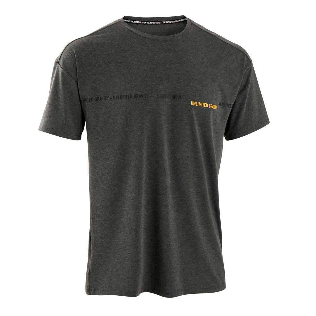 Men's Parkour T-Shirt. Breathable, Loose, Durable. Dark grey/Print