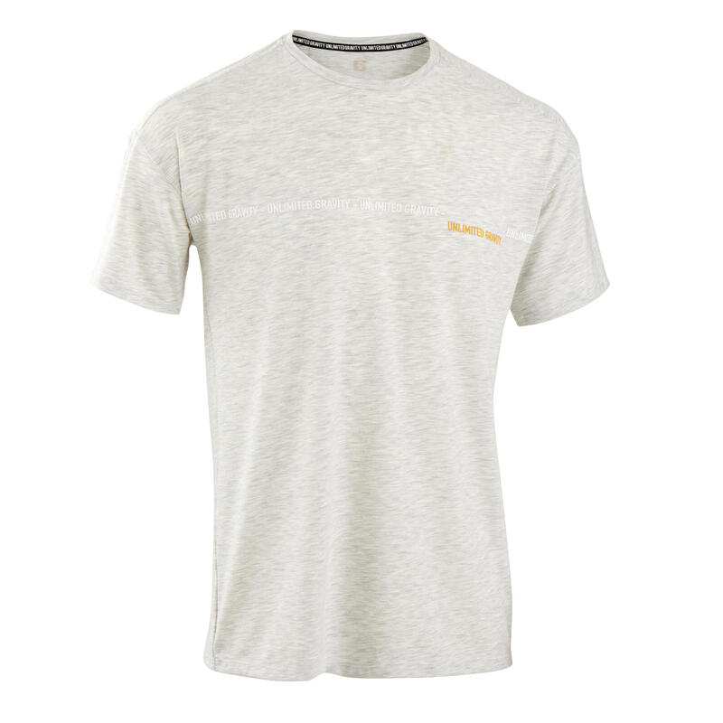 T-shirt adulto Parkour traspirante grigia chiara con stampa