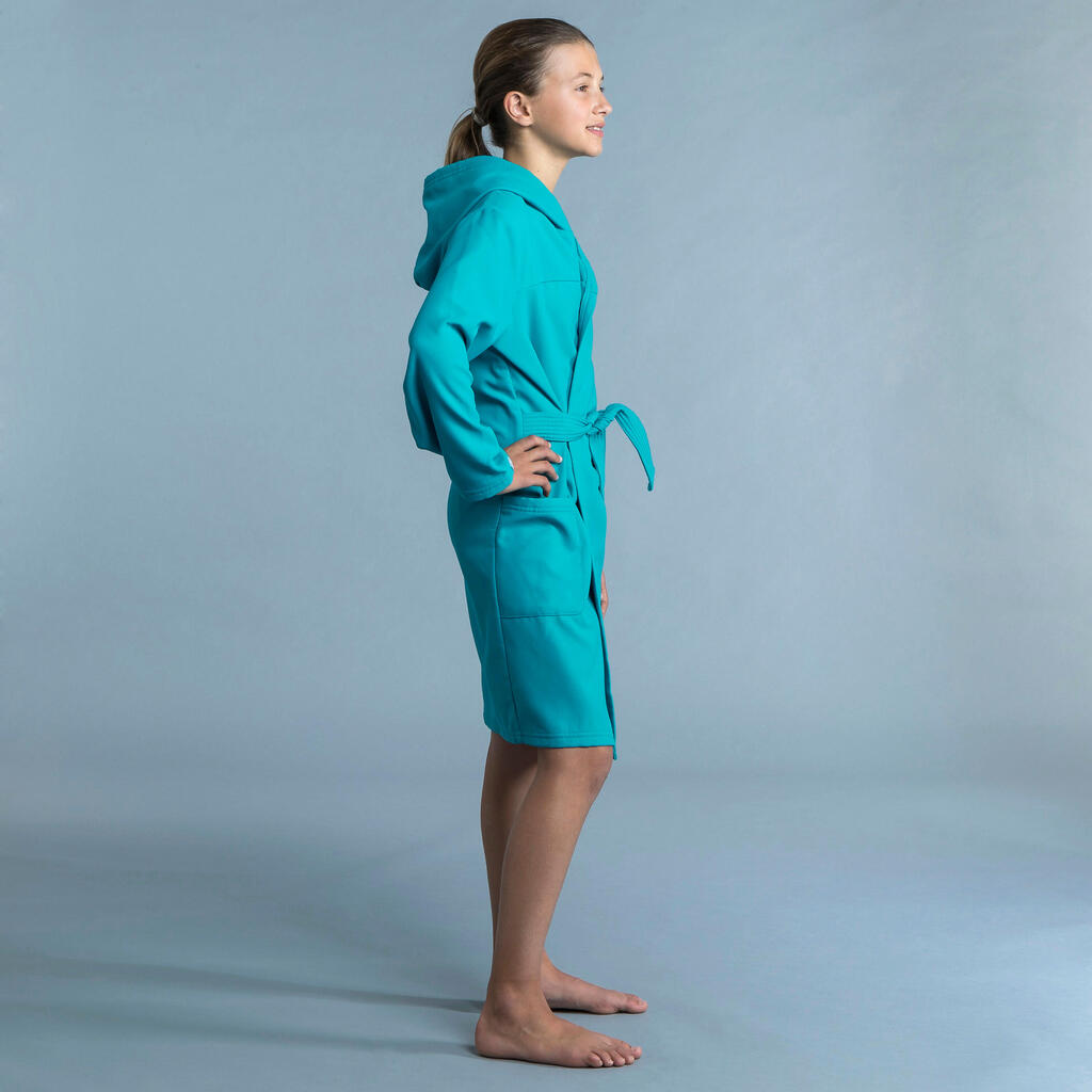 KID'S COMPACT BATHROBE AND TOWEL - TURQUOISE