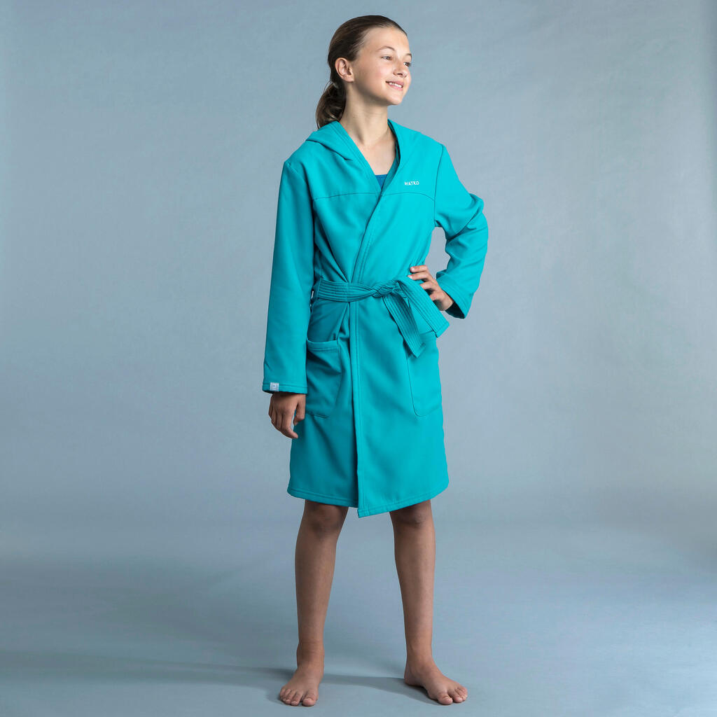 KID'S COMPACT BATHROBE AND TOWEL - TURQUOISE