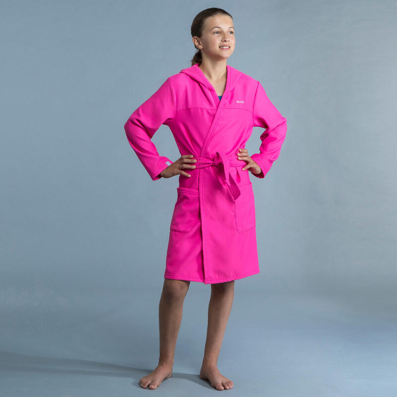 Badjas voor Kind Roze met Capuchon en zakken Microvezel Katoen