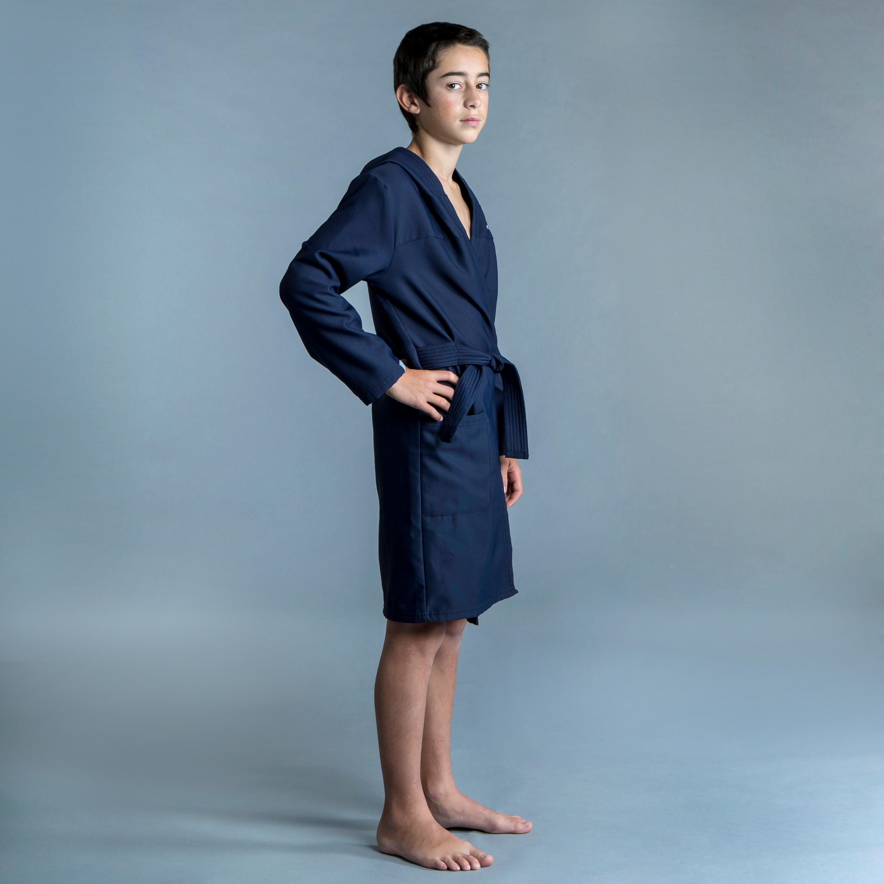 KID'S COMPACT POOL BATHROBE DARK BLUE 3/5