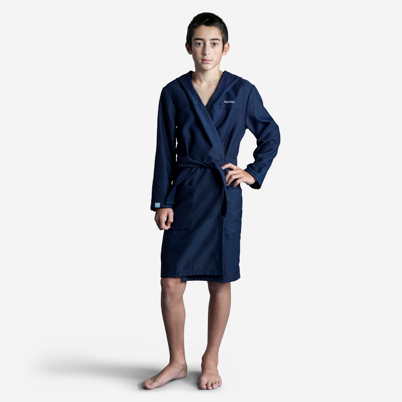 PEIGNOIR DE BAIN ENFANT COMPACT BLEU FONCE pour les clubs et collectivites Decathlon Pro