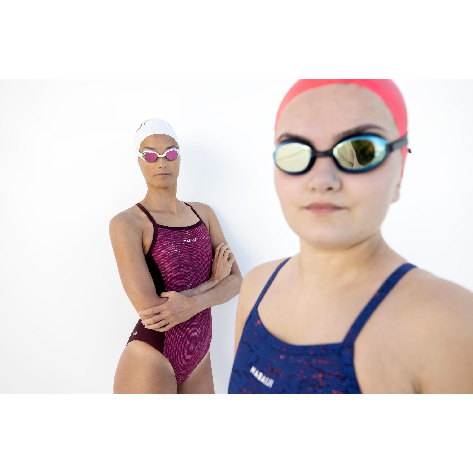 Occhialini da nuoto BFIT - Lenti a specchio - Taglia unica - Bianco Rosa