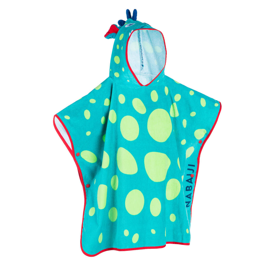 Bade-Poncho Baumwolle Drache Baby blau/grün 