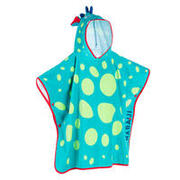 Baby Poncho with hood, blue and green dragon print