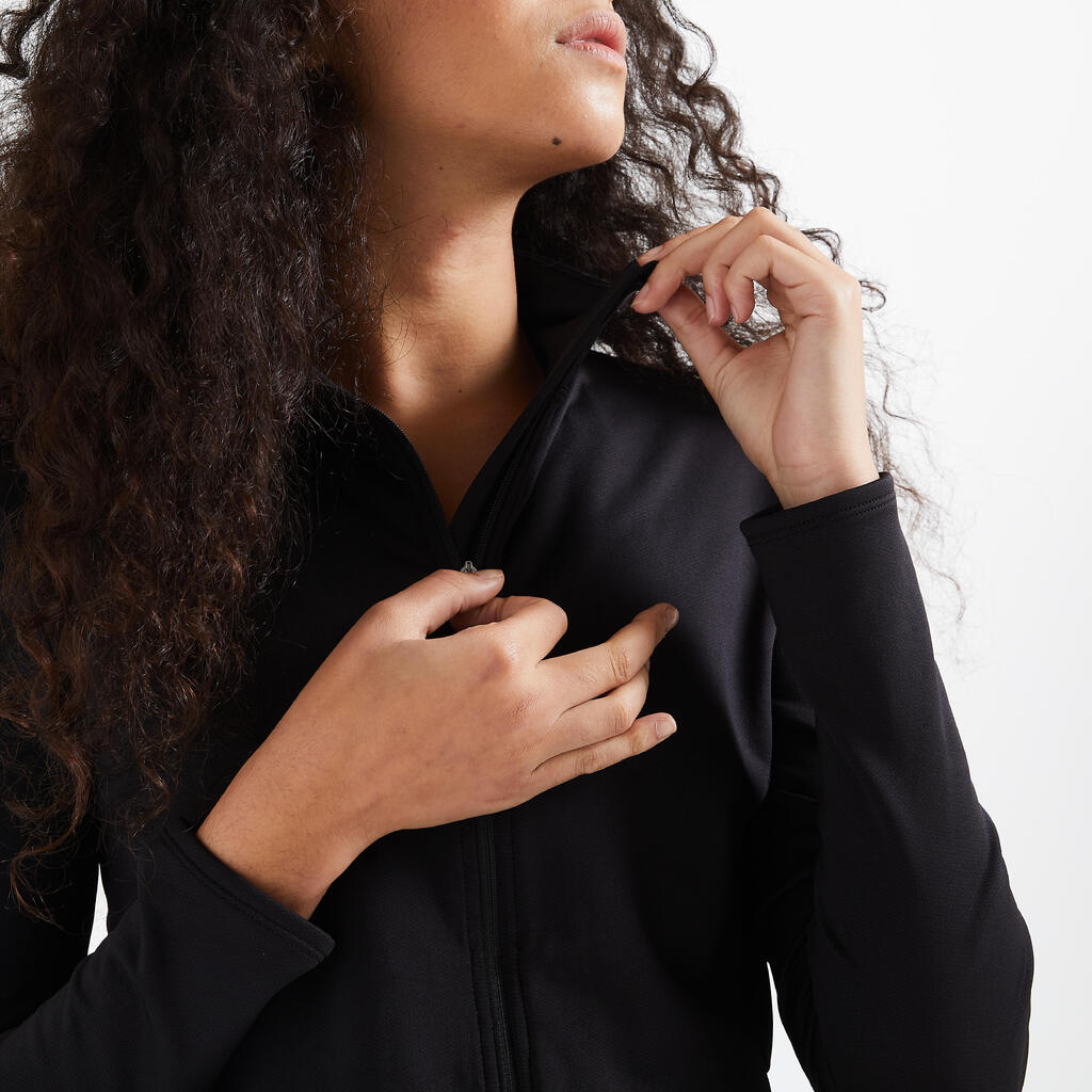 Sieviešu fitnesa kardio jaka ar taisnu piegriezumu, melna